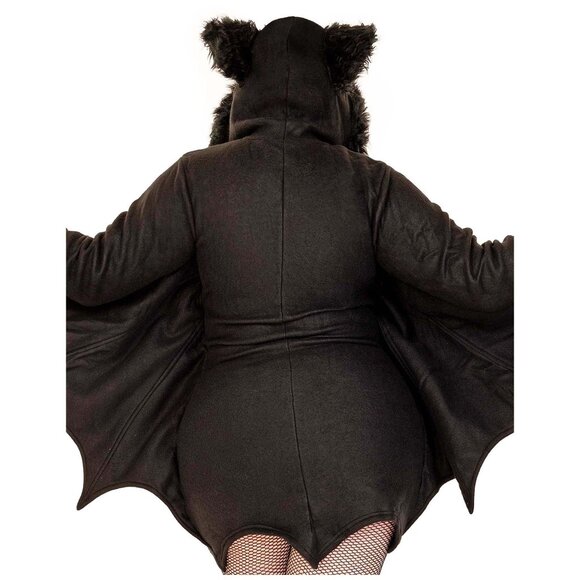 Cozy Black Bat Costume Dress Women Size XL Halloween Fleece Roleplay Top - Picture 5 of 9